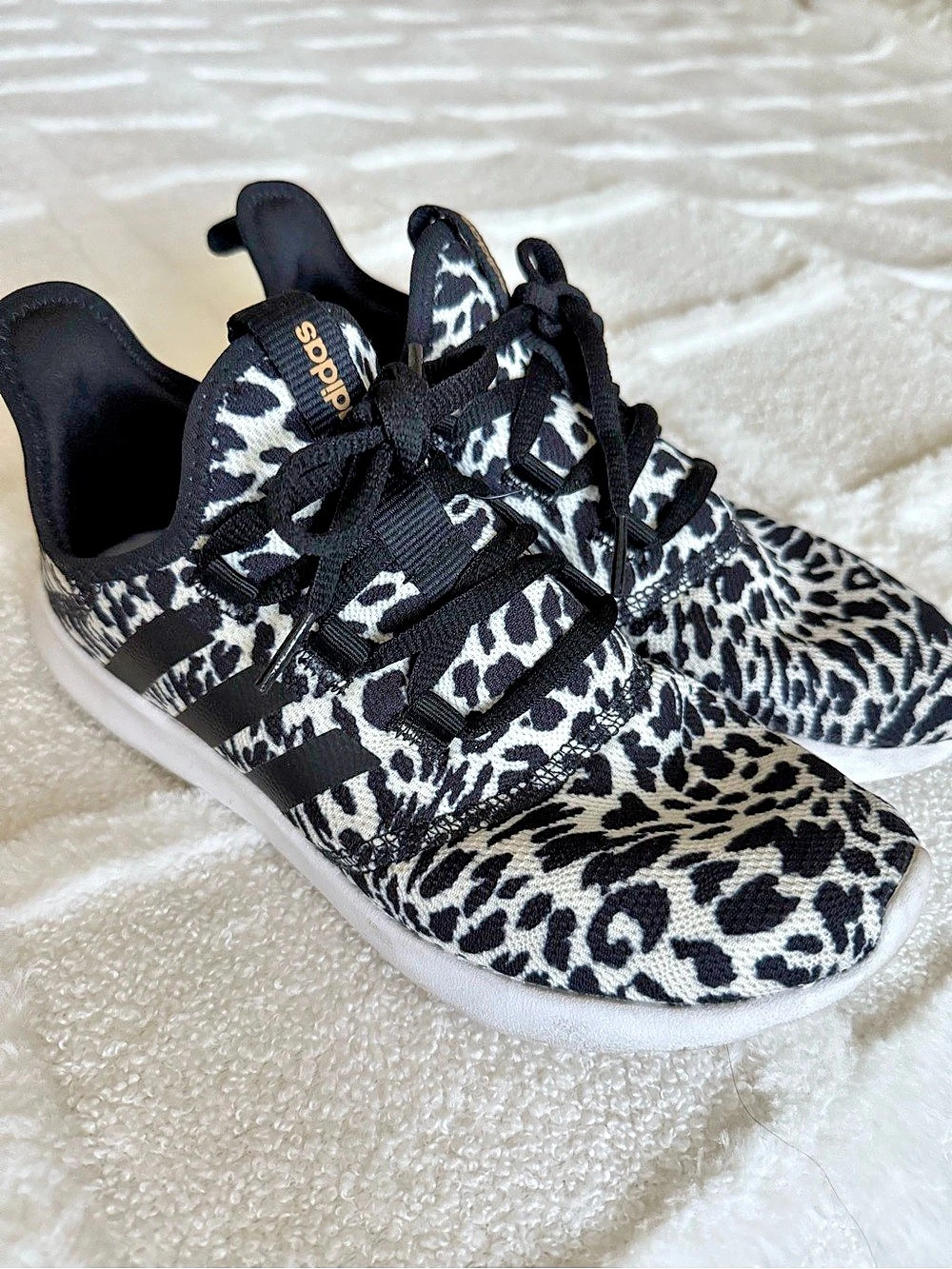 adidas Cloudfoam Pure 2.0 Black White Leopard Athletic Shoes 7.5